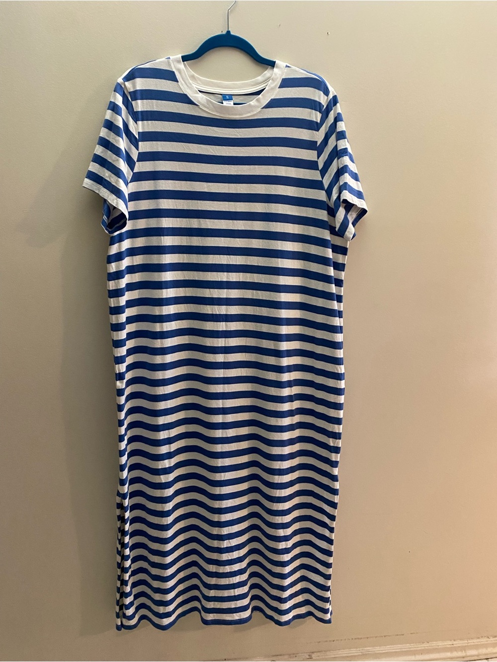 Old Navy Blue and White Striped Tee Dress